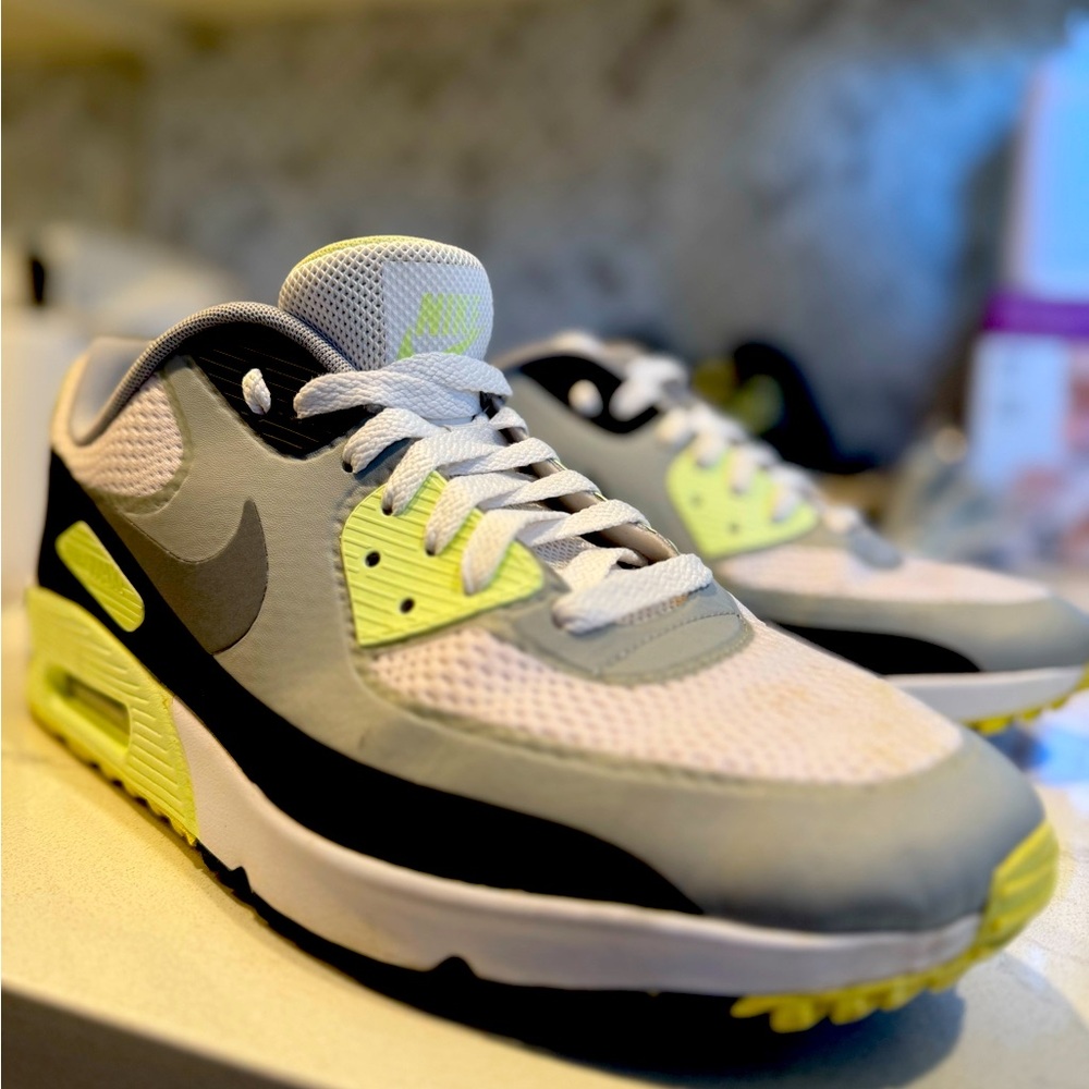 GOLF Nike Air Max 90 in White and Neon Yellow